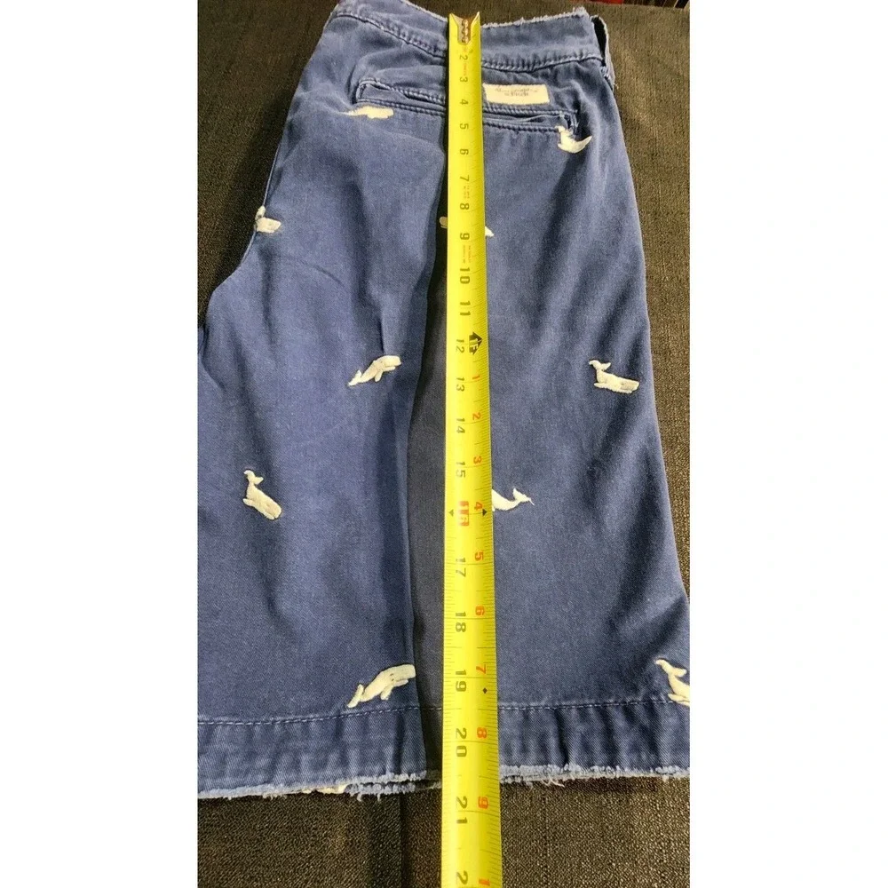 Abercrombie Chino Shorts Mens Sz 33 Blue Button Fly Golf Beach Whales Y2K EUC‎